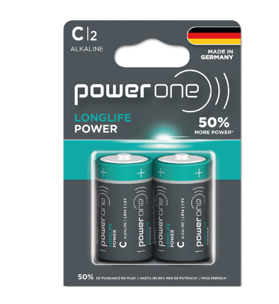 Pilas Alcalinas, Longlife Power, C - Blister x 2 Und.
